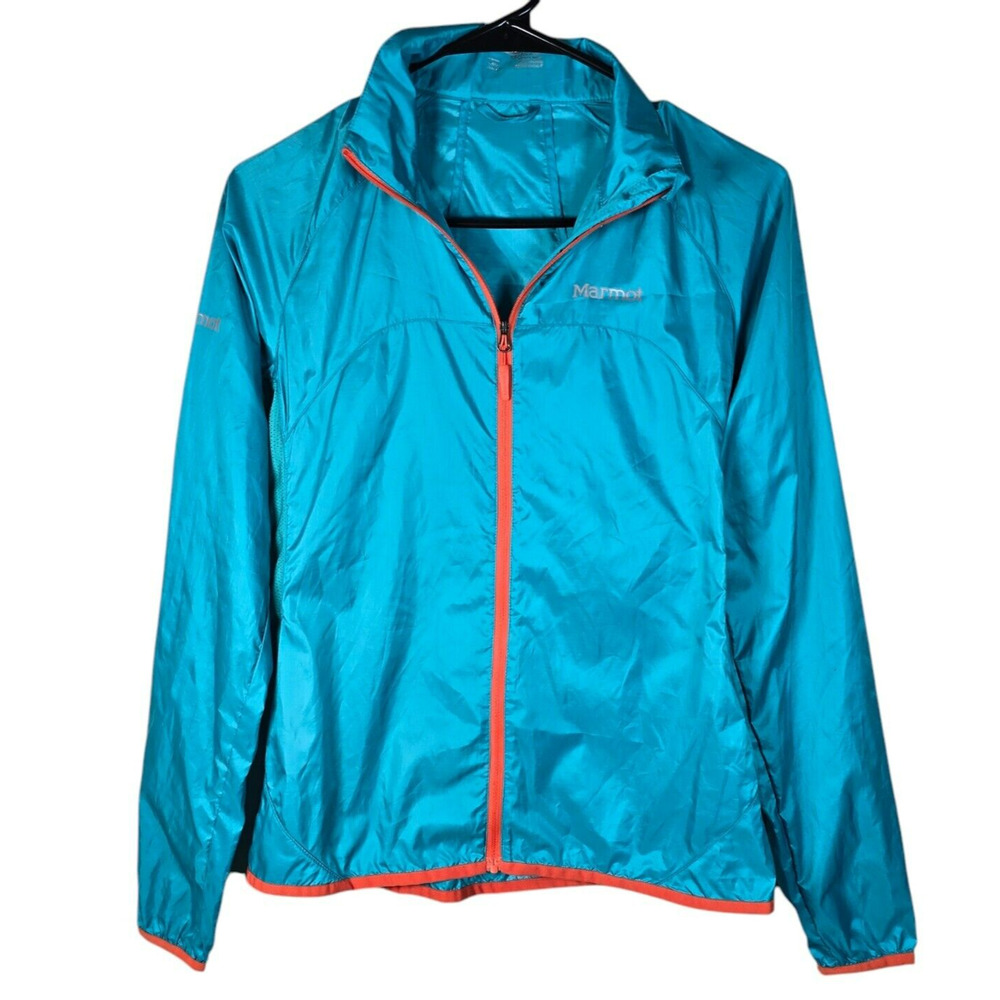 Marmot Jacket Womens XS Green Spring Rain Windbreaker Lightweight Stretch Blue